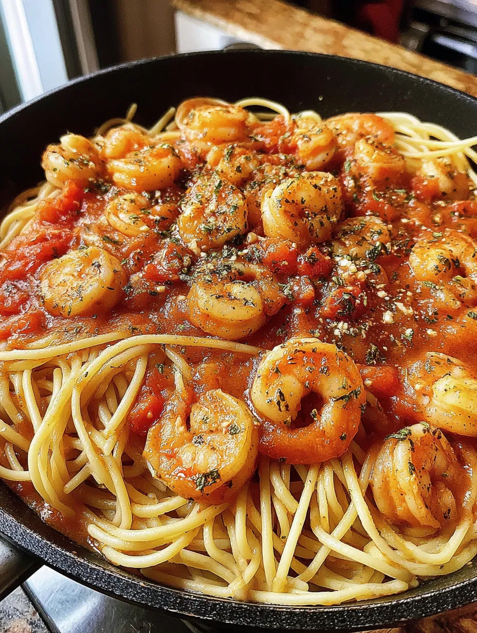 Spaghetti with Garlic Tomato Shrimp