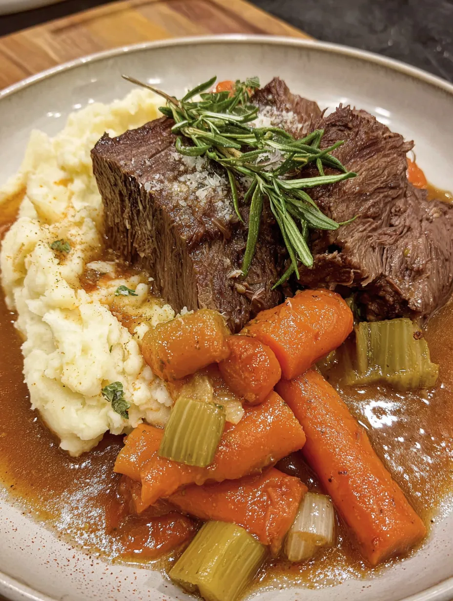 Slow Cooker Pot Roast with Goat Cheese Mashed Potatoes