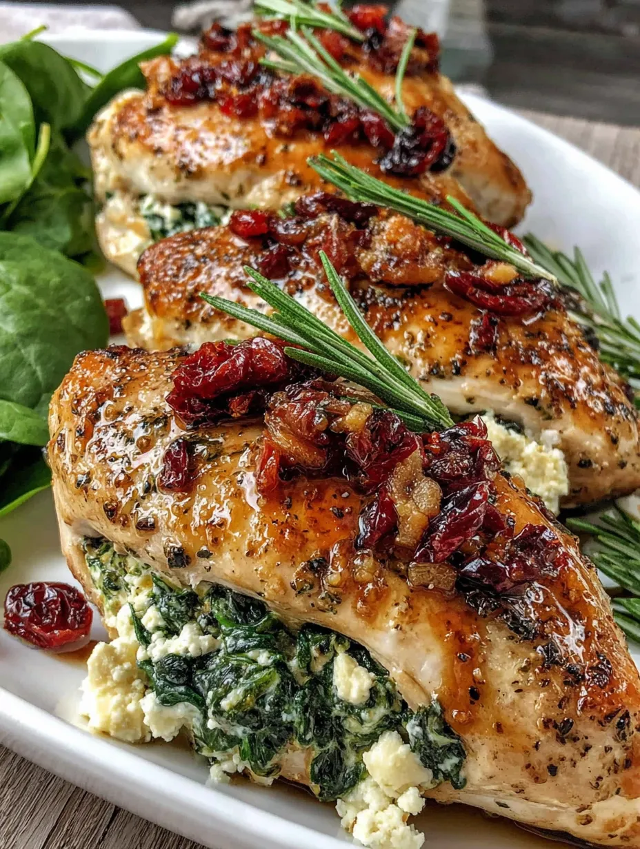 Cranberry & Spinach Stuffed Chicken Breasts with Goat Cheese