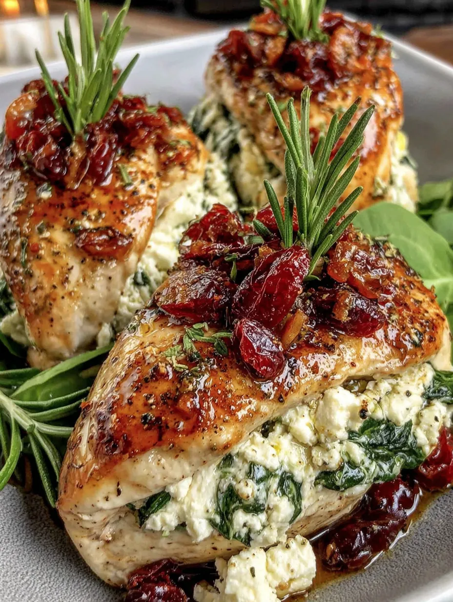 Cranberry & Spinach Stuffed Chicken Breasts with Goat Cheese