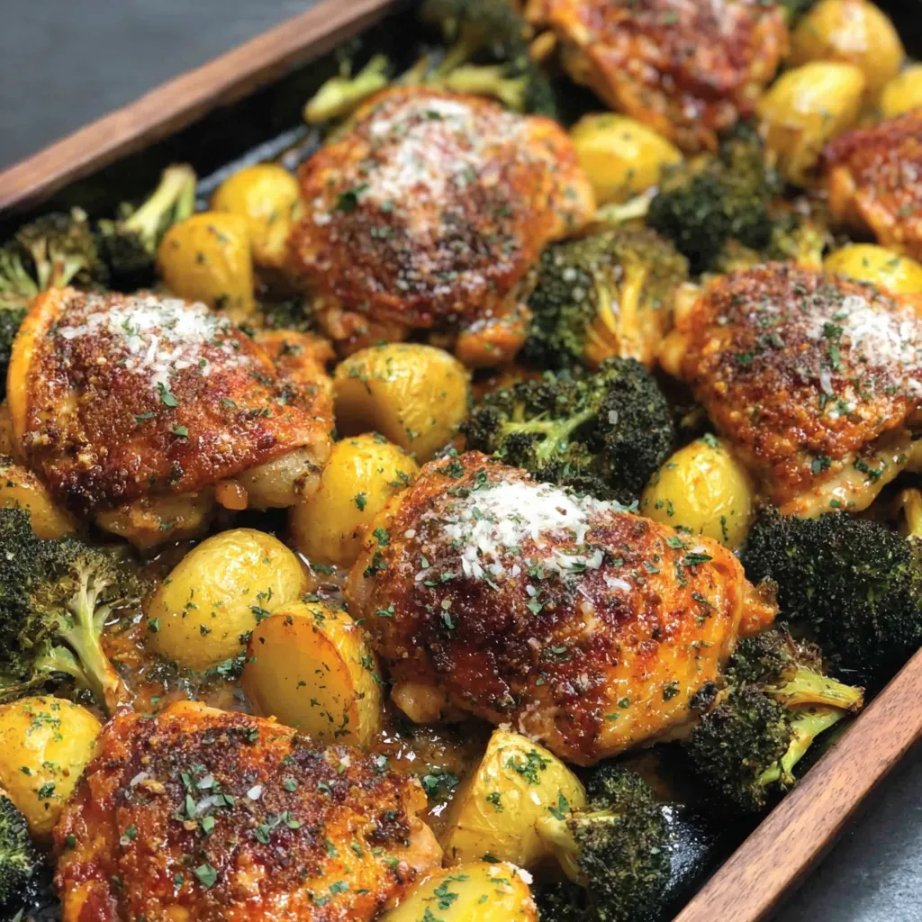 Sheet Pan Parmesan Garlic Chicken Thighs