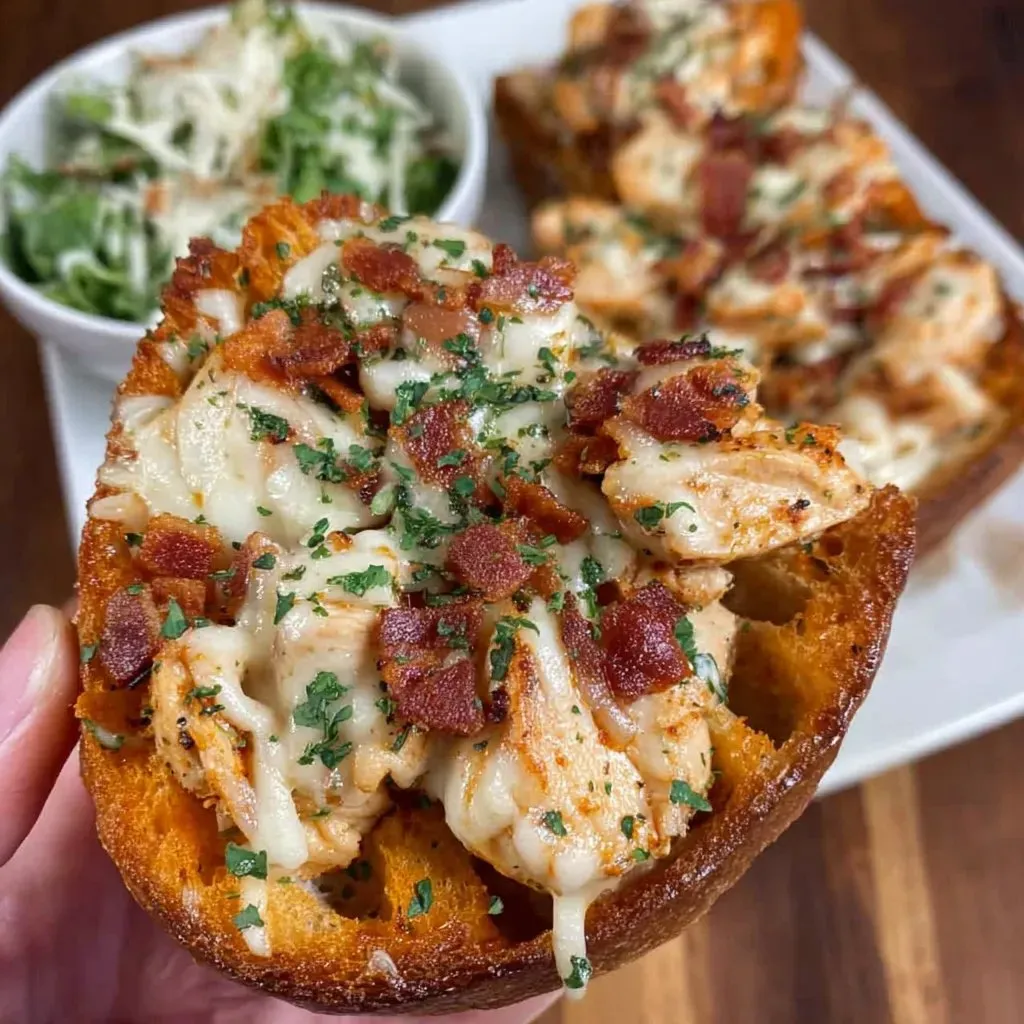 Chicken Alfredo Garlic Toast