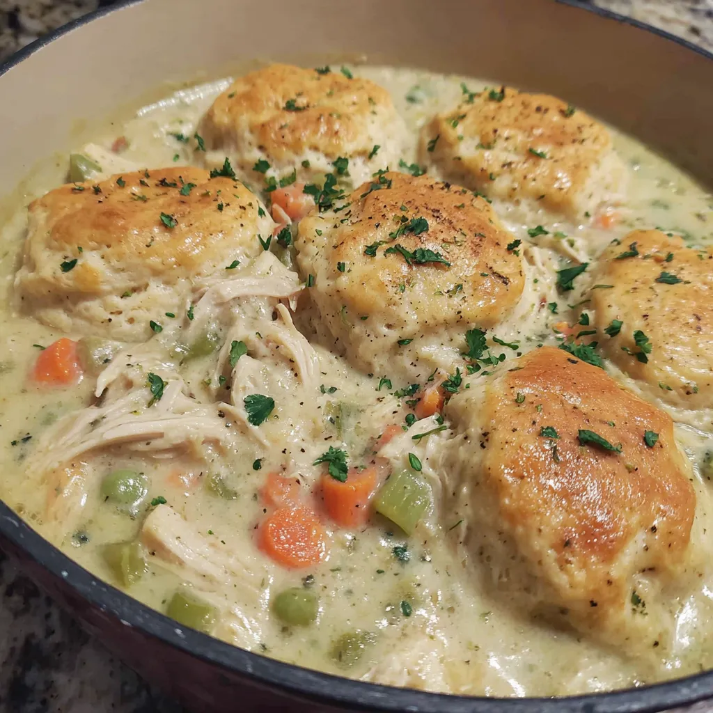 Chicken Dumpling Soup With Biscuits