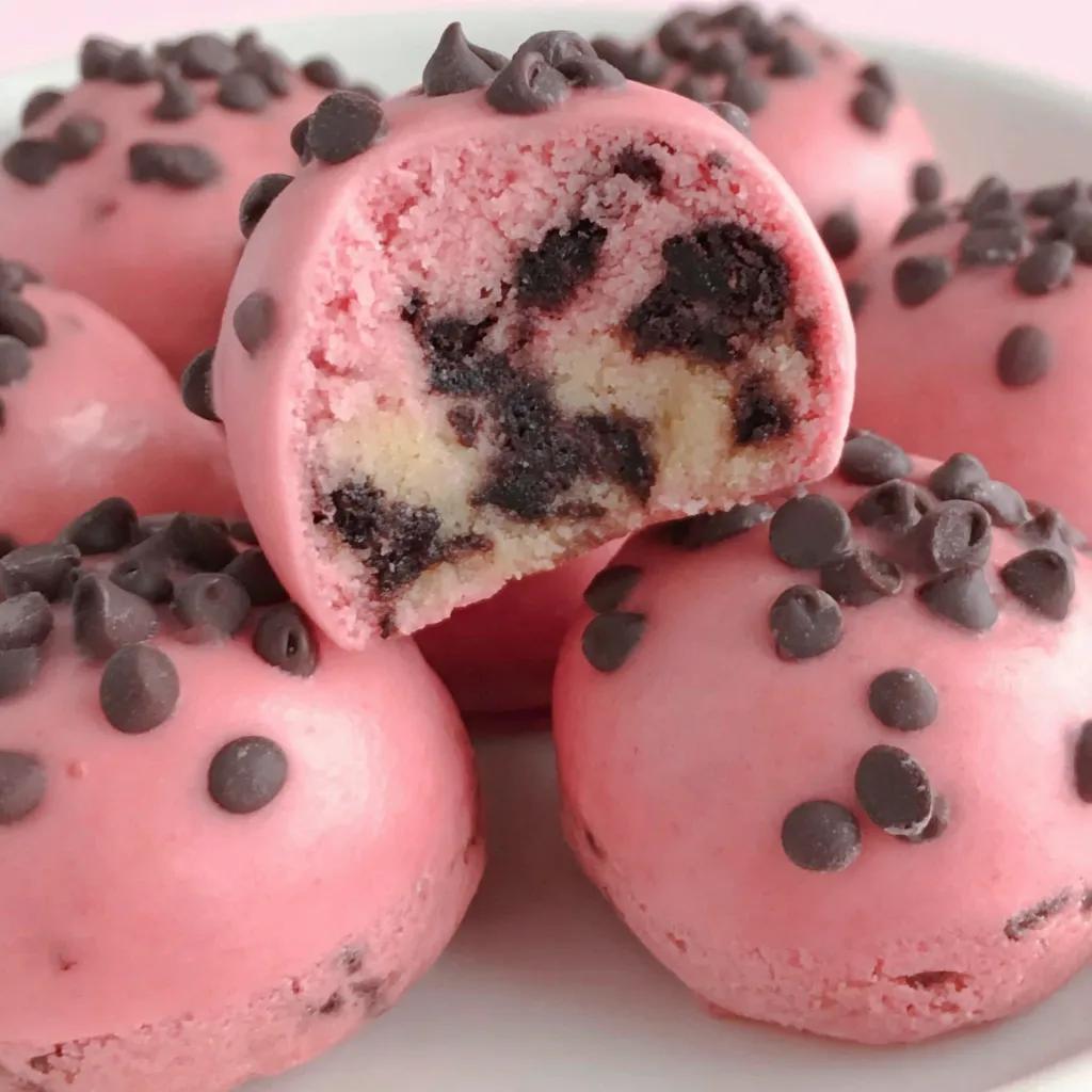 Pink Chocolate-Chip Cookie Dough Brownie Bites