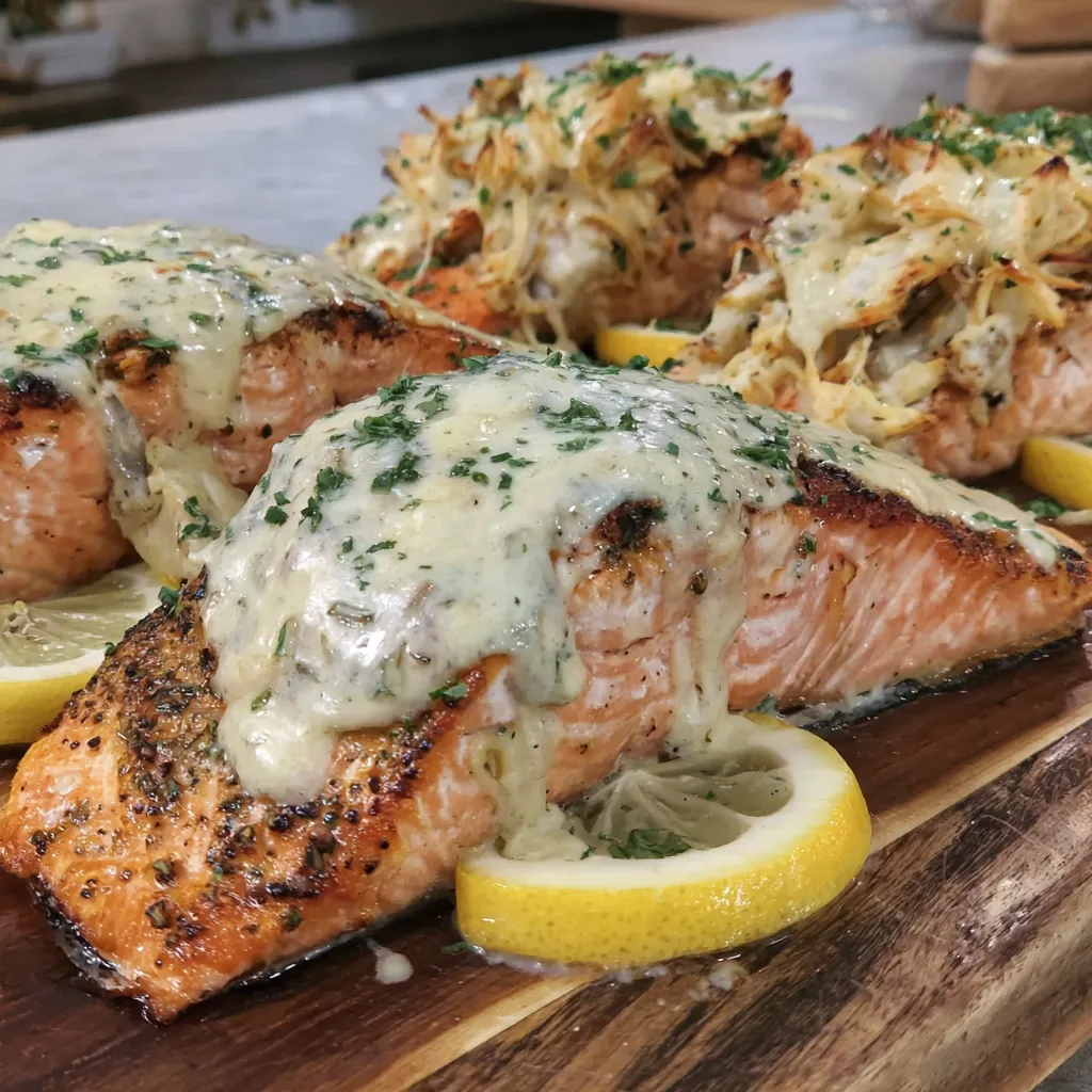 Smoked Crab Stuffed Salmon