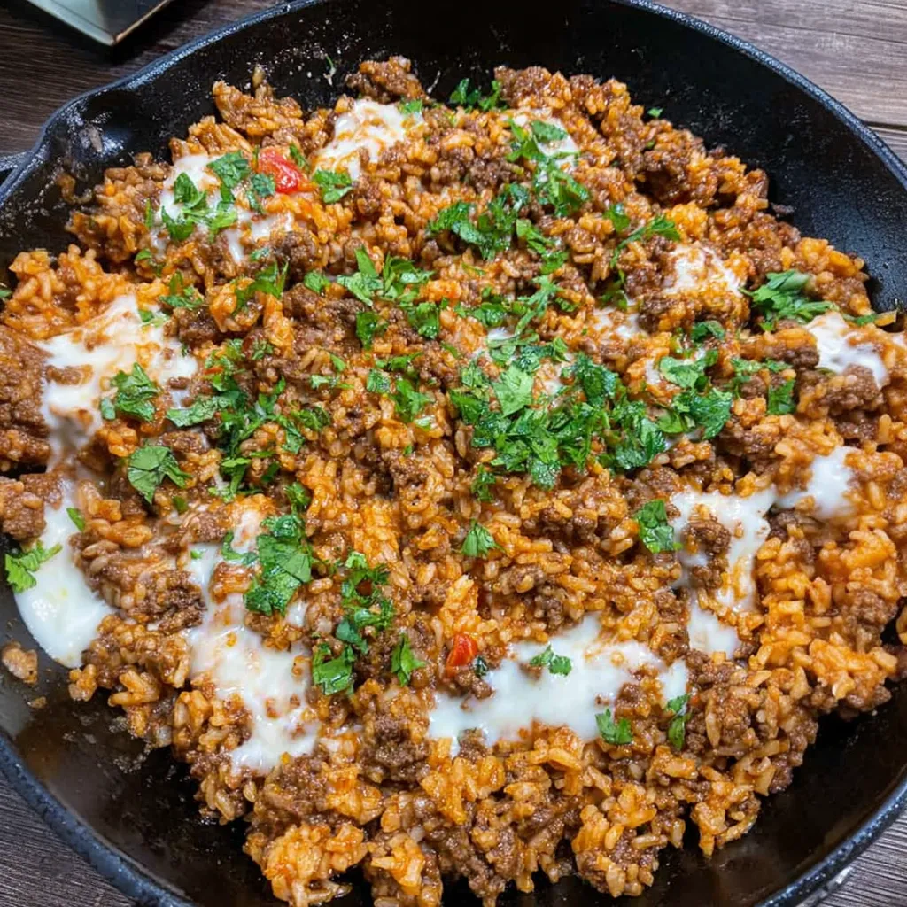 Cheesy Beef and Rice Skillet