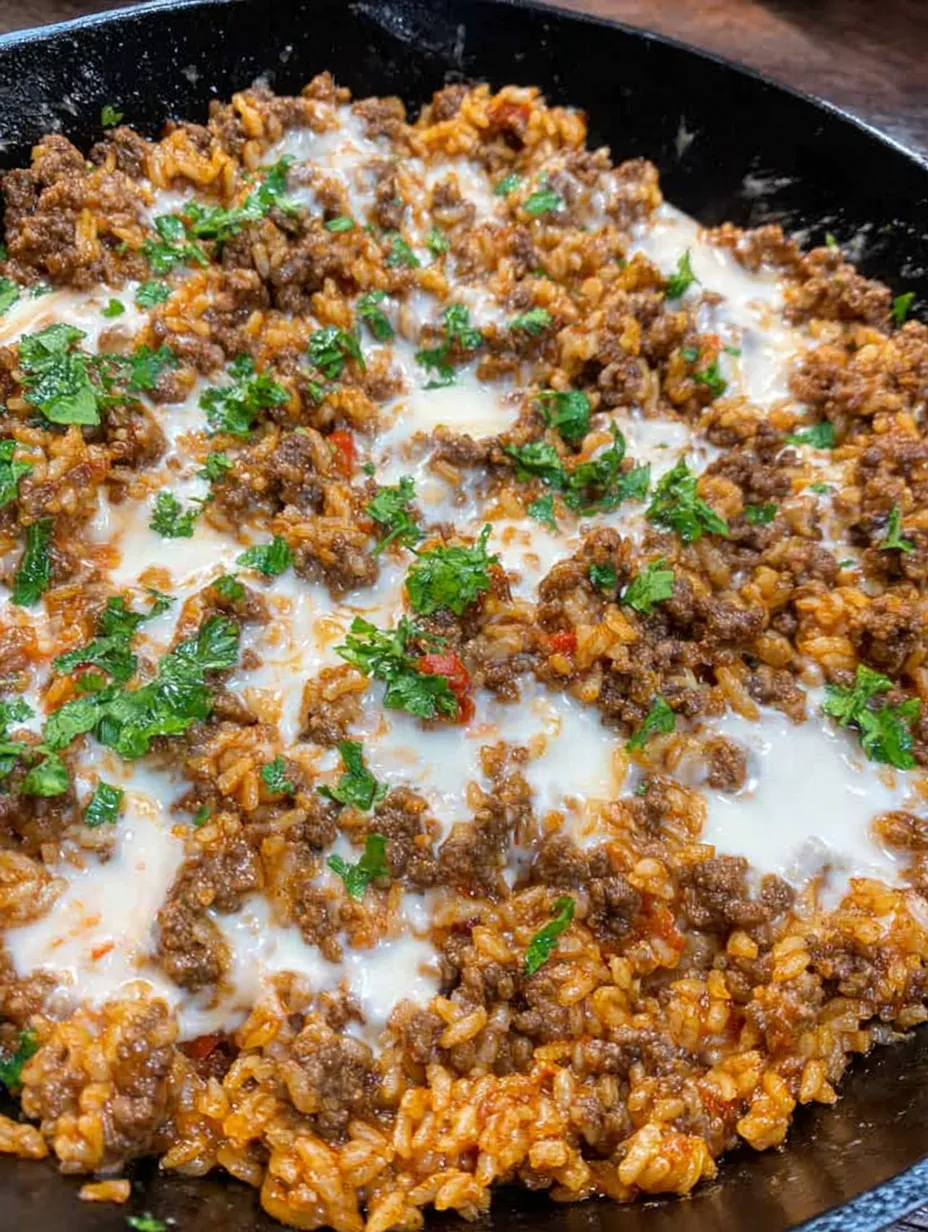 Cheesy Beef and Rice Skillet