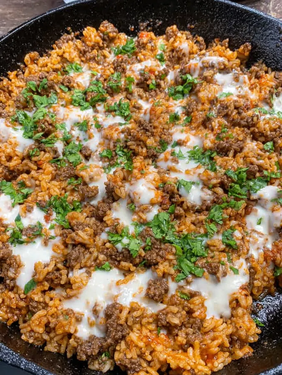 Cheesy Beef and Rice Skillet