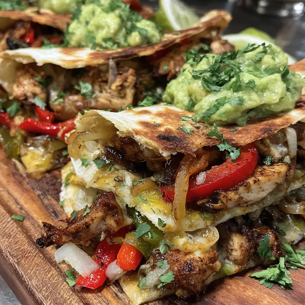 Chicken Fajita Quesadillas Recipe with Fresh Guacamole