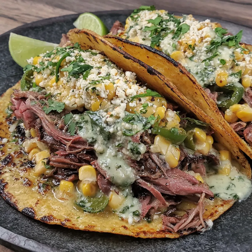 BBQ Brisket Elote Tacos