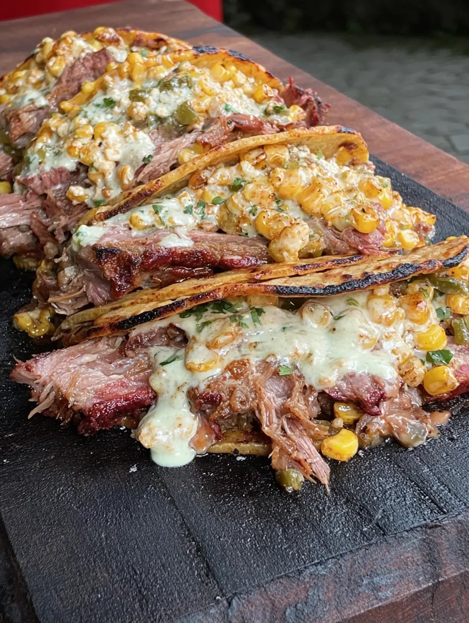 BBQ Brisket Elote Tacos