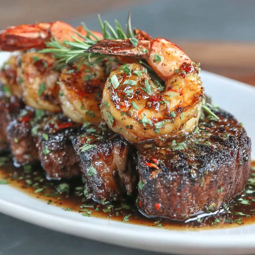 Hot Honey Steak and Shrimp