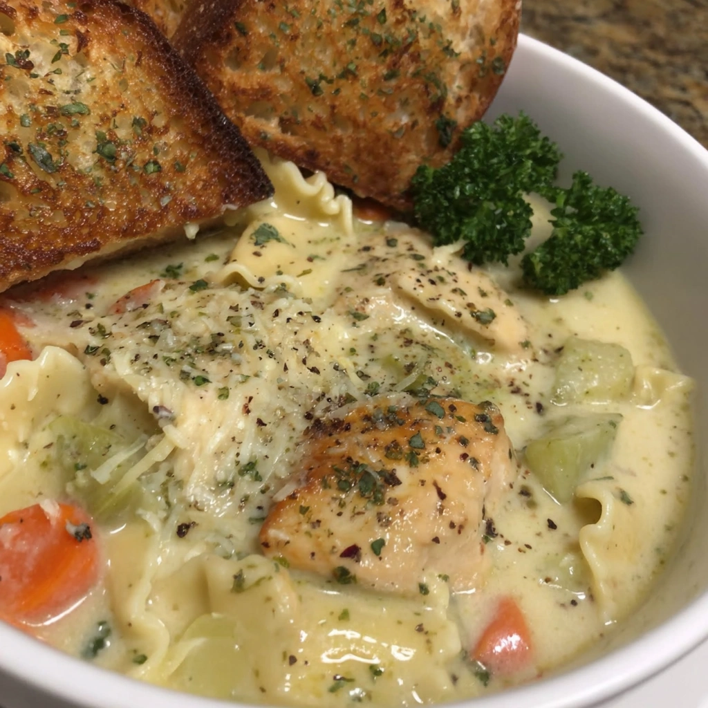 White Chicken Lasagna Soup