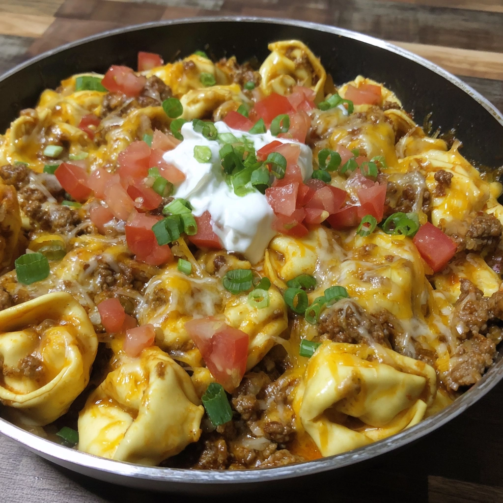 Cheesy Taco Tortellini Skillet