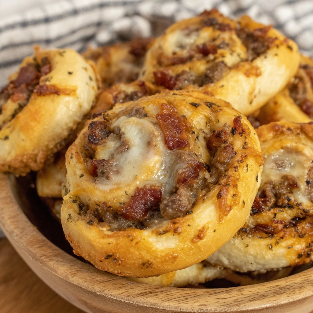 Garlic Butter Bacon Cheeseburger Rollups