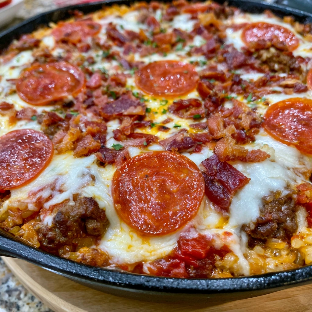 Meat Lover’s Pizza Rice Skillet