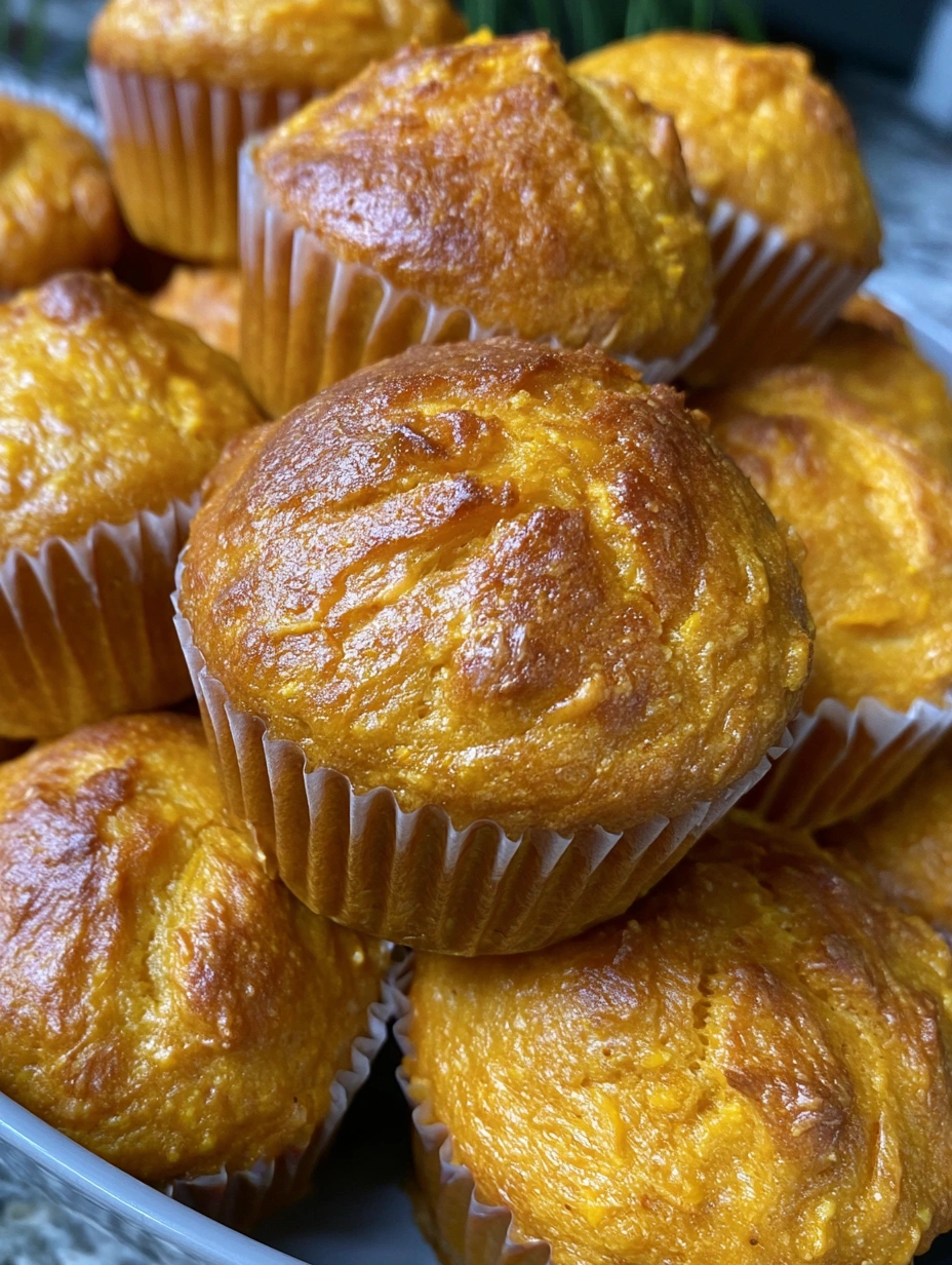 Golden moist sweet potato cornbread muffins with tender orange crumb