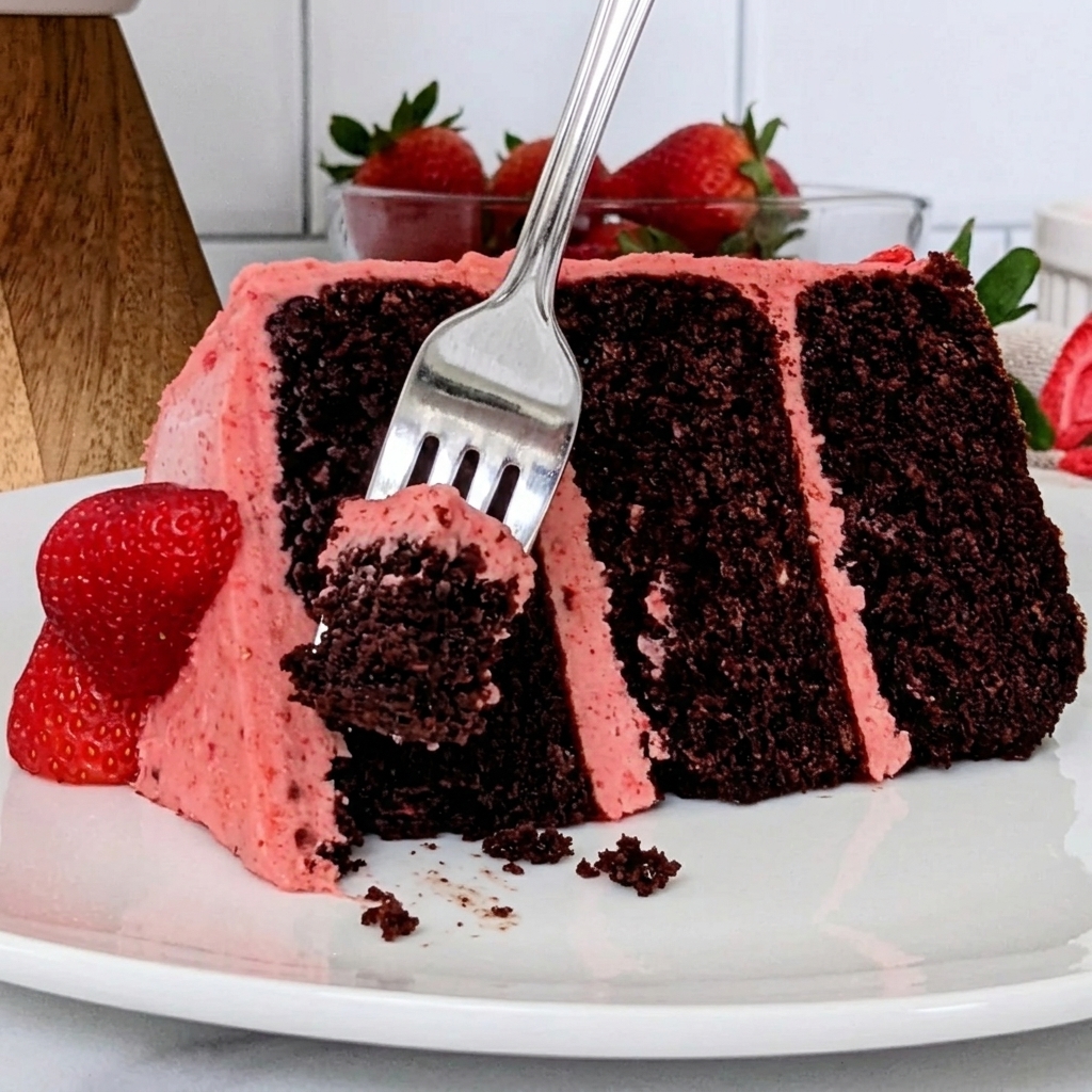 Chocolate cake with strawberry buttercream