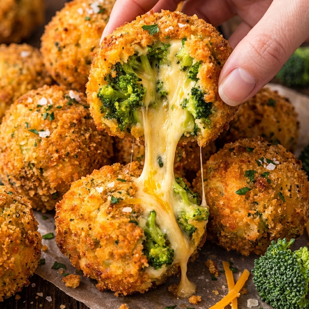 Cheesy Fried Broccoli Bites