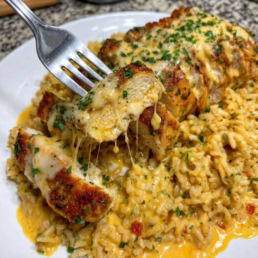 Garlic Butter Chicken with Cajun Cheesy Rice
