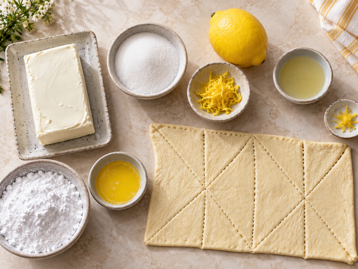 Exact measured ingredients for Lemon Cheesecake Crescent Rolls
