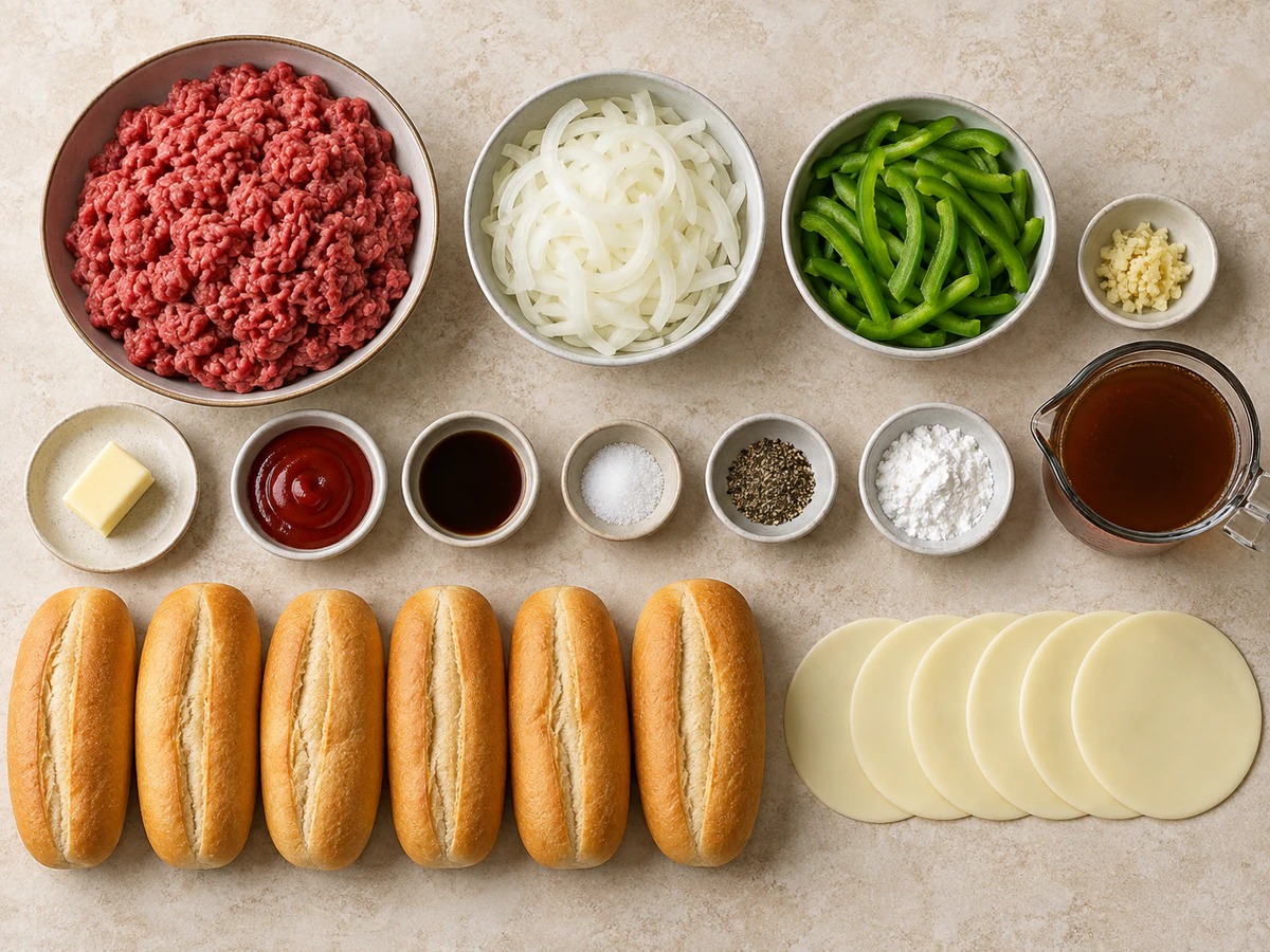 Exact measured ingredients for Philly Cheese Steak Sloppy Joes