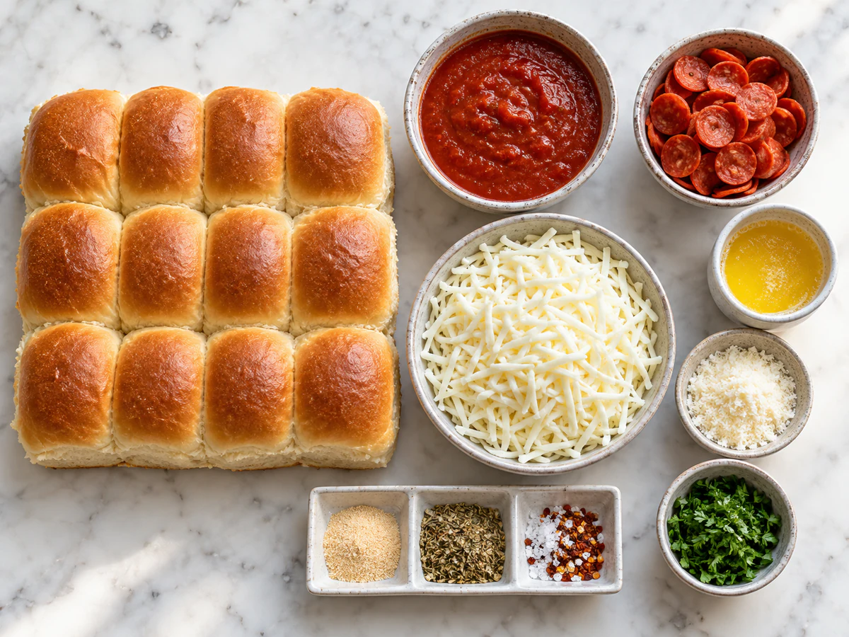 Exact measured ingredients for Pepperoni Pizza Sliders
