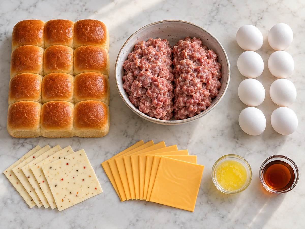 Exact measured ingredients for Sausage Egg and Cheese Breakfast Sliders