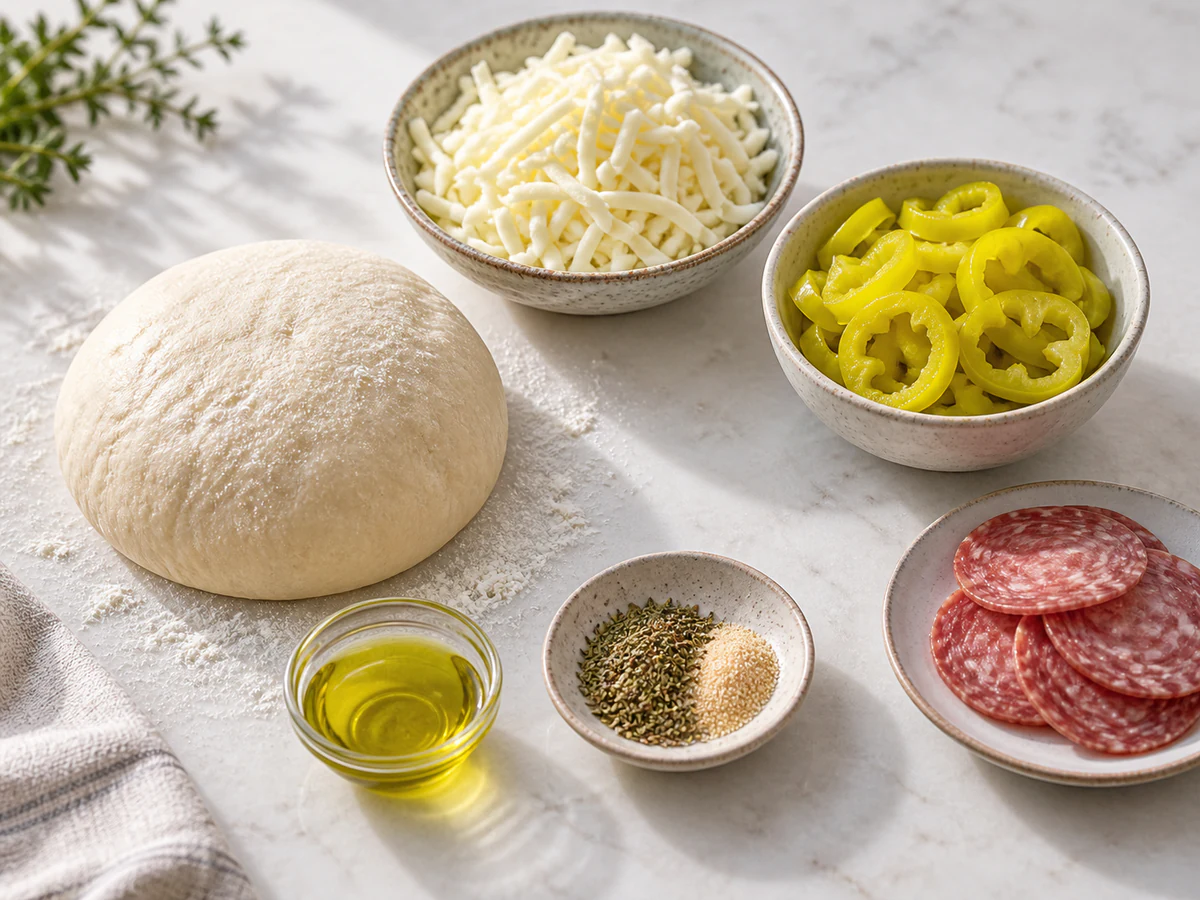 Exact measured ingredients for White Banana Pepper Pizza