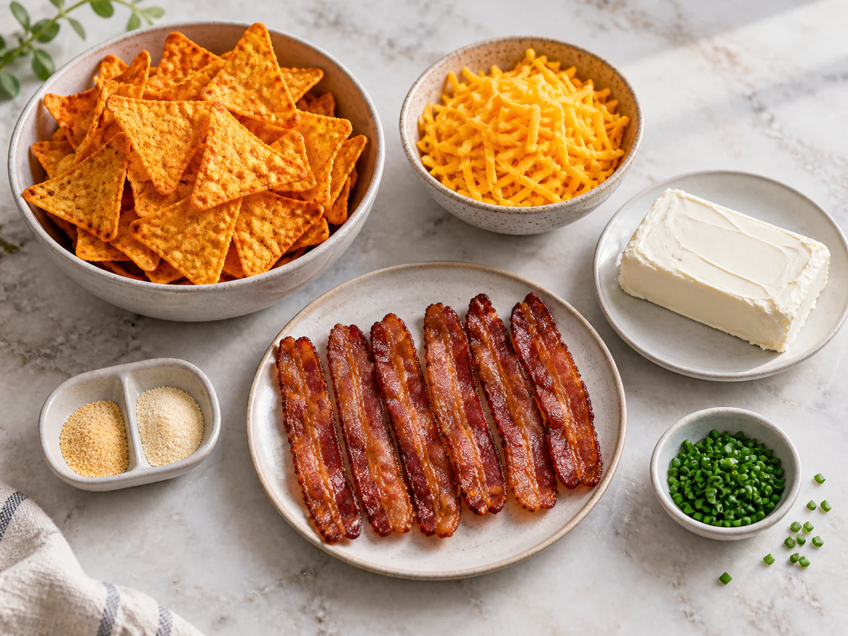 Exact measured ingredients for Cream Cheese and Bacon Stuffed Doritos
