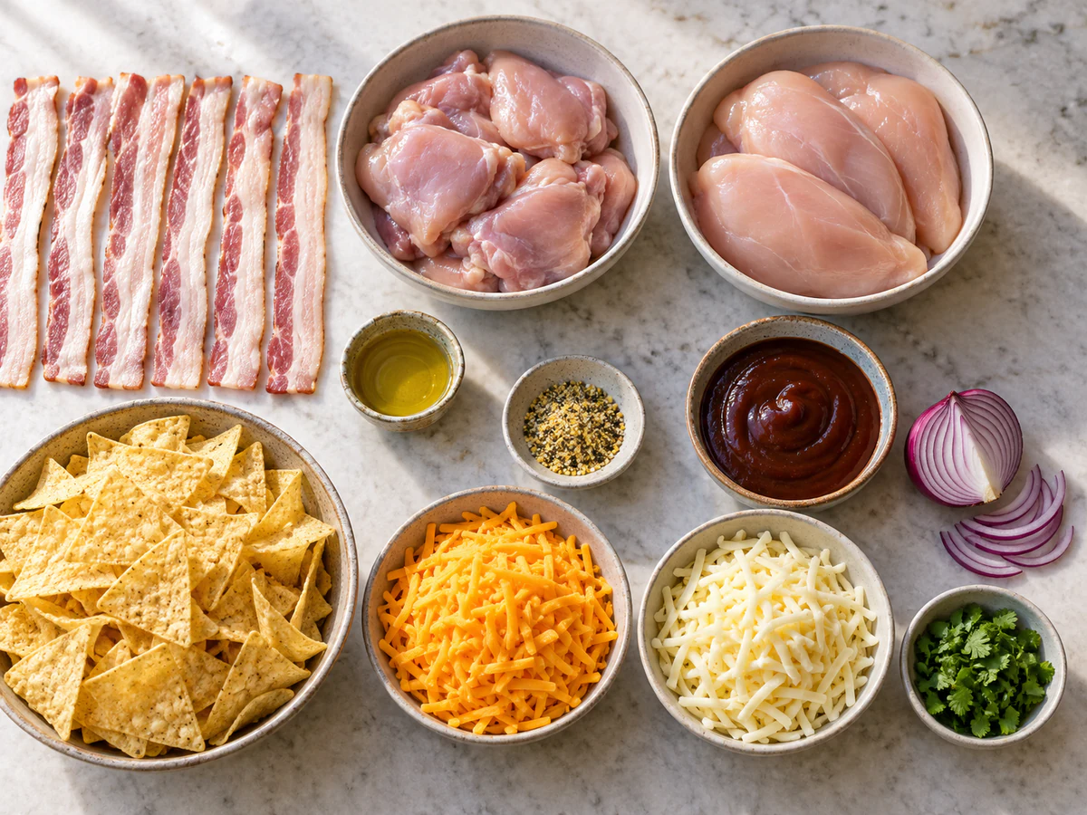 Exact measured ingredients for Sheet Pan BBQ Chicken Nachos