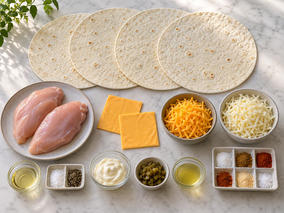 Exact measured ingredients for Taco Bell Chicken Quesadilla