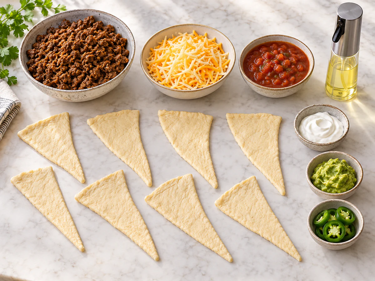 Exact measured ingredients for Air Fryer Cheesy Taco Bombs