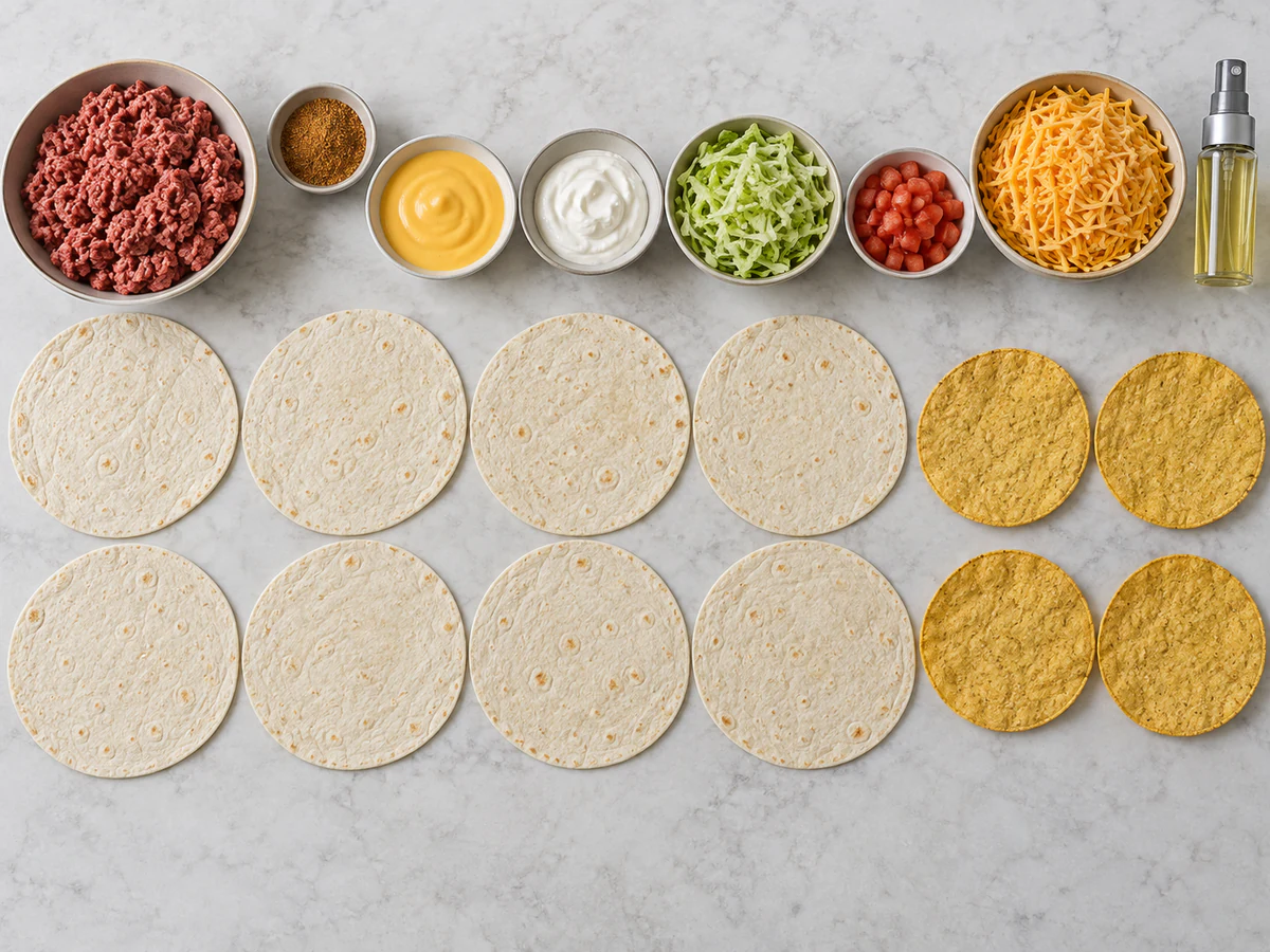 Exact measured ingredients for Copycat Crunchwrap Supreme