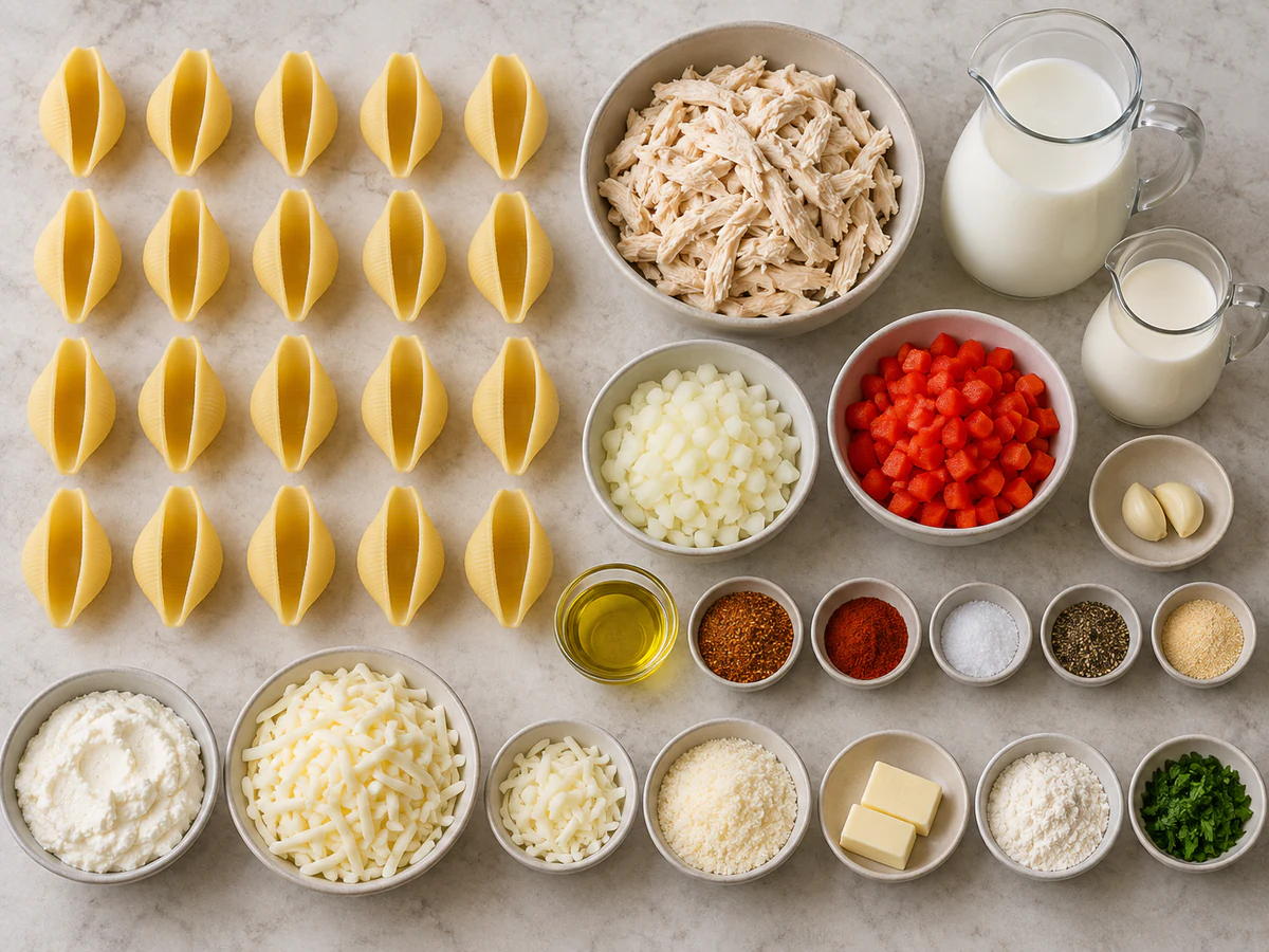 Exact measured ingredients for Creamy Cajun Chicken Shells