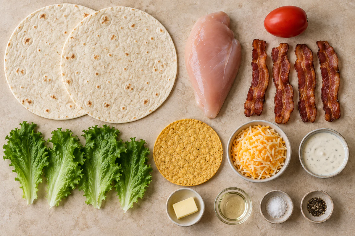 Exact measured ingredients for Chicken Bacon Ranch Crunchwrap