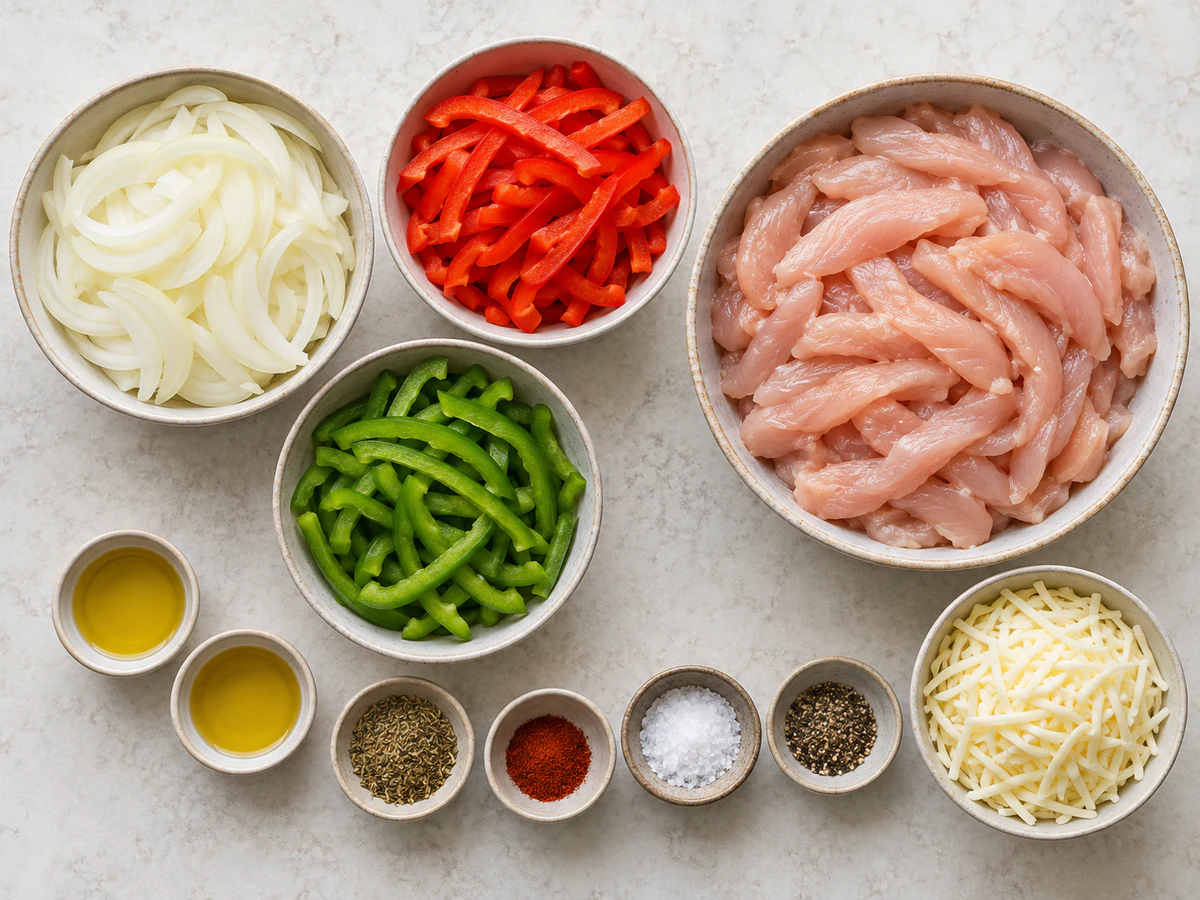 Exact measured ingredients for Chicken Cheesesteak Skillet