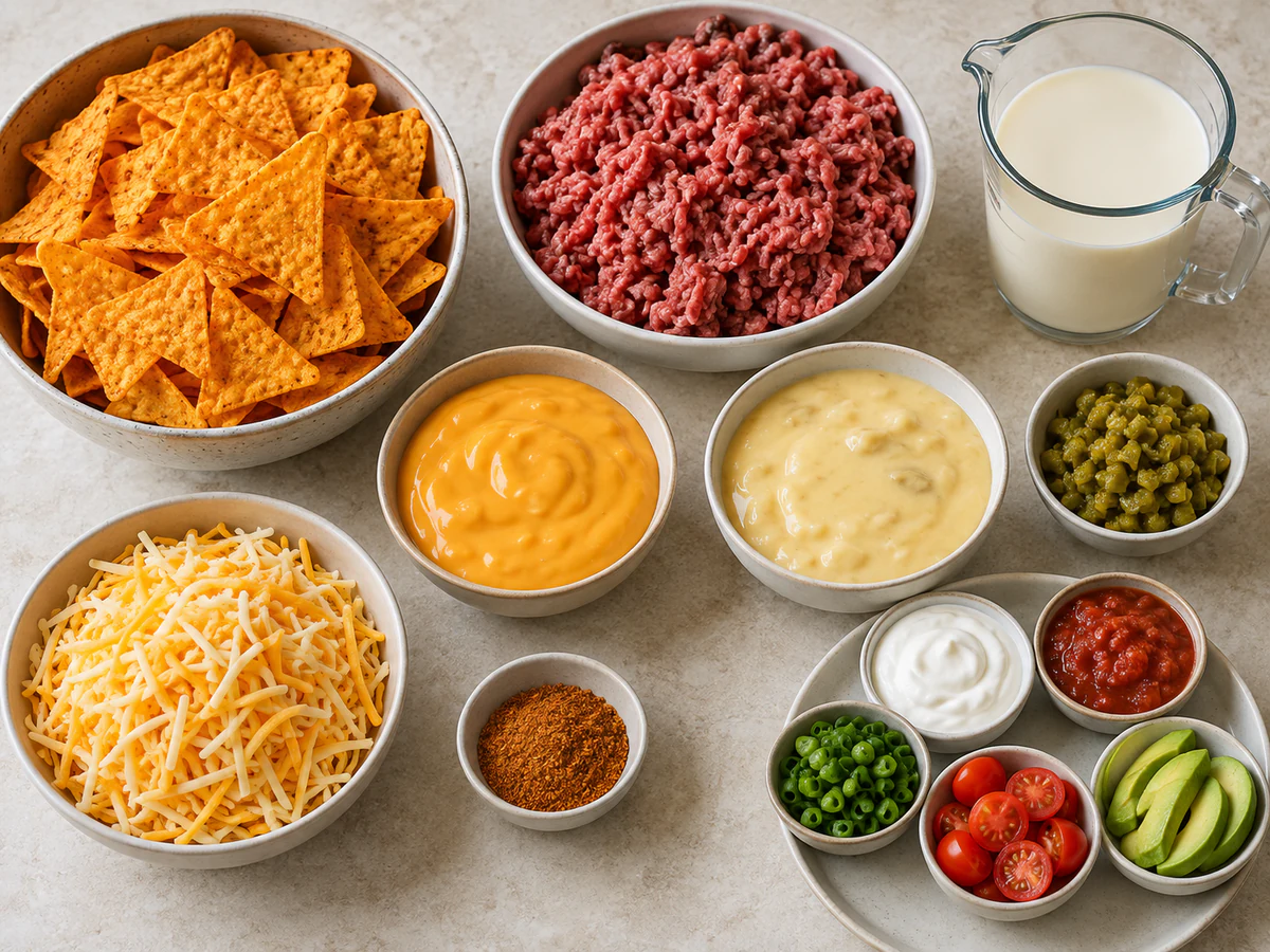 Exact measured ingredients for Dorito Casserole