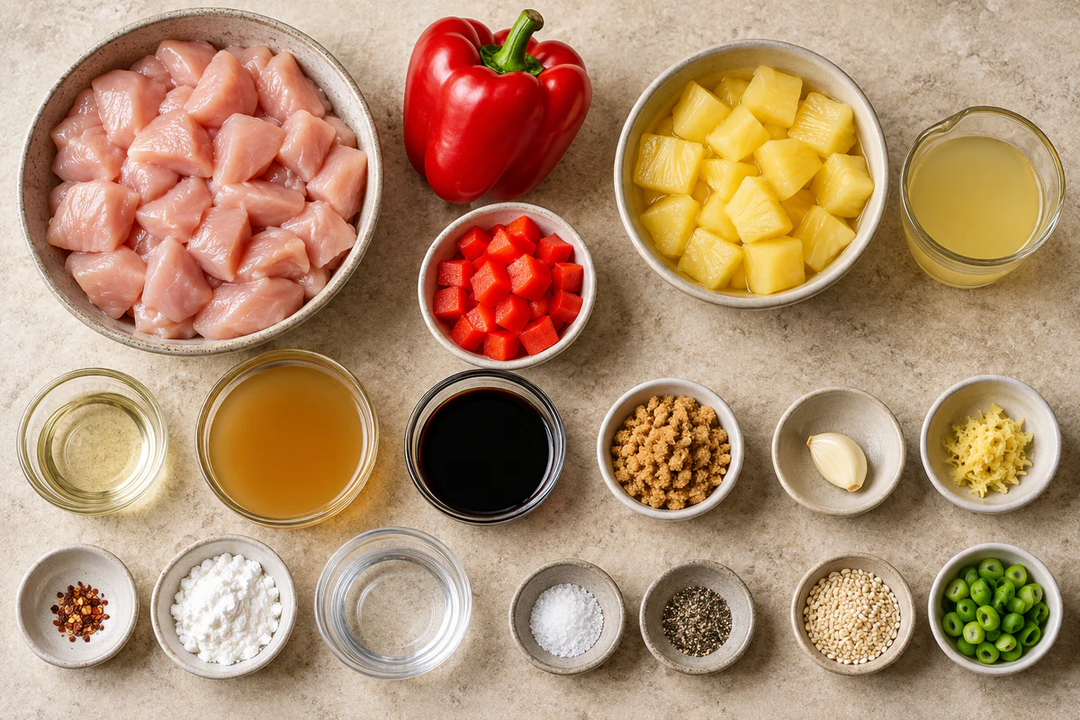 Exact measured ingredients for Hawaiian Chicken