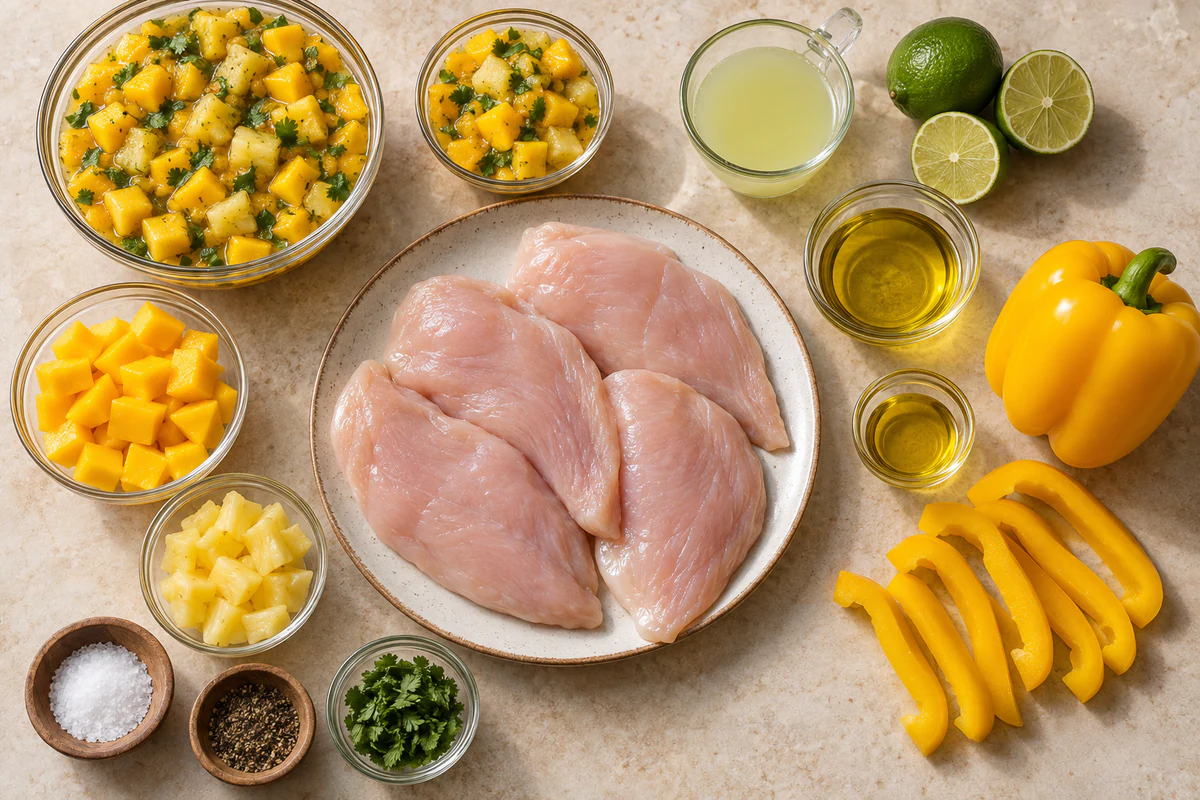 Exact measured ingredients for Grilled Mango Pineapple Chicken