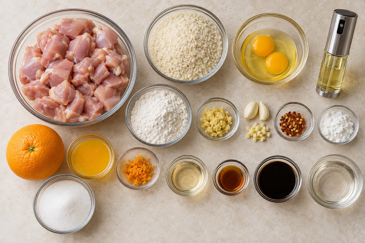 Exact measured ingredients for Baked Orange Chicken