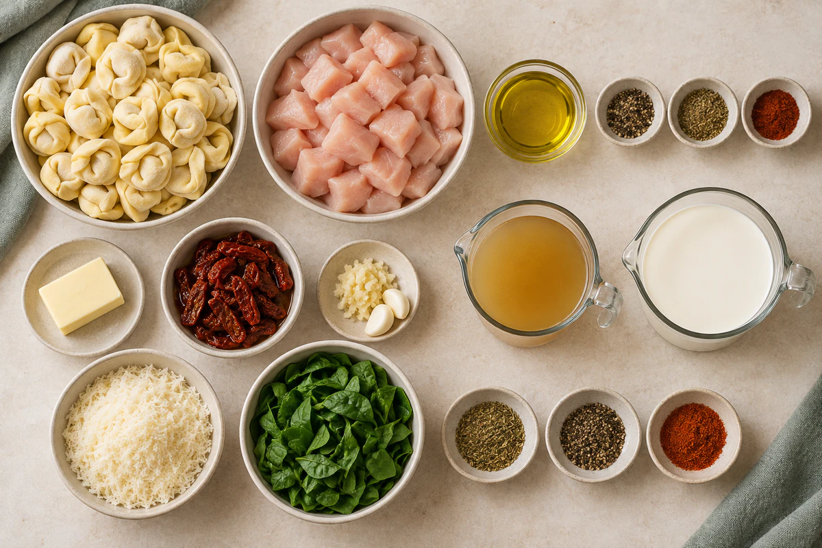 Exact measured ingredients for Marry Me Chicken Tortellini