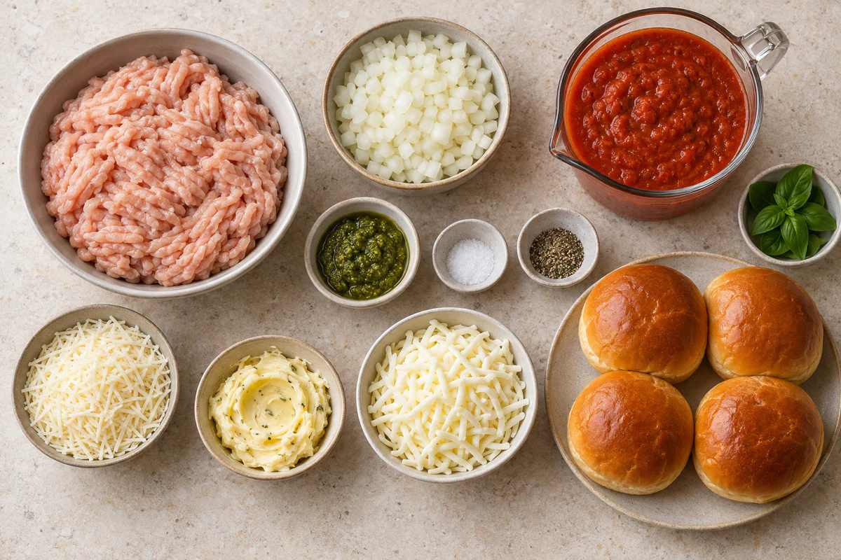 Exact measured ingredients for Chicken Parmesan Sloppy Joes