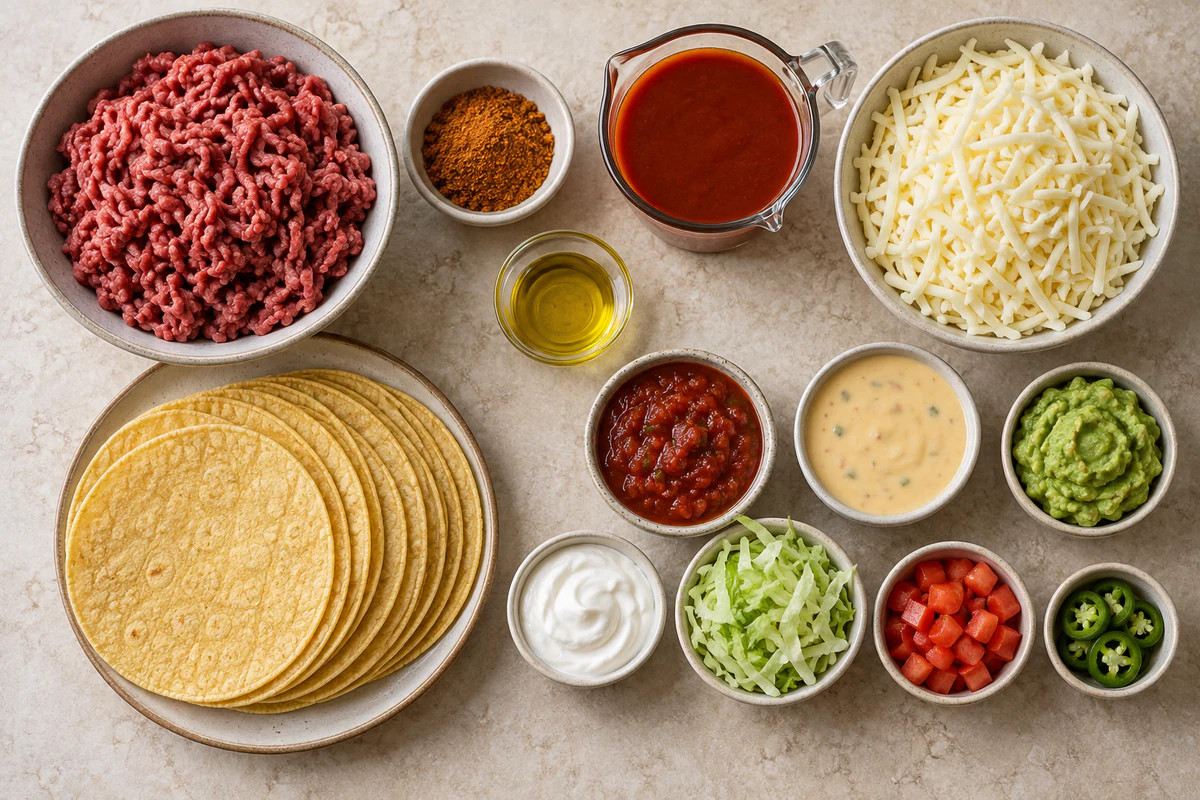Exact measured ingredients for Crispy Ground Beef Tacos