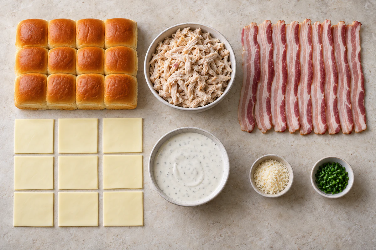 Exact measured ingredients for Chicken Bacon Ranch Sliders