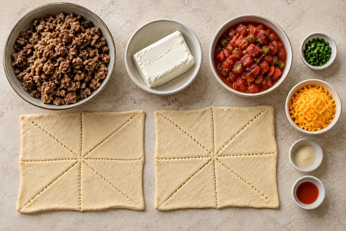 Exact measured ingredients for Sausage Cream Cheese Crescent Rolls