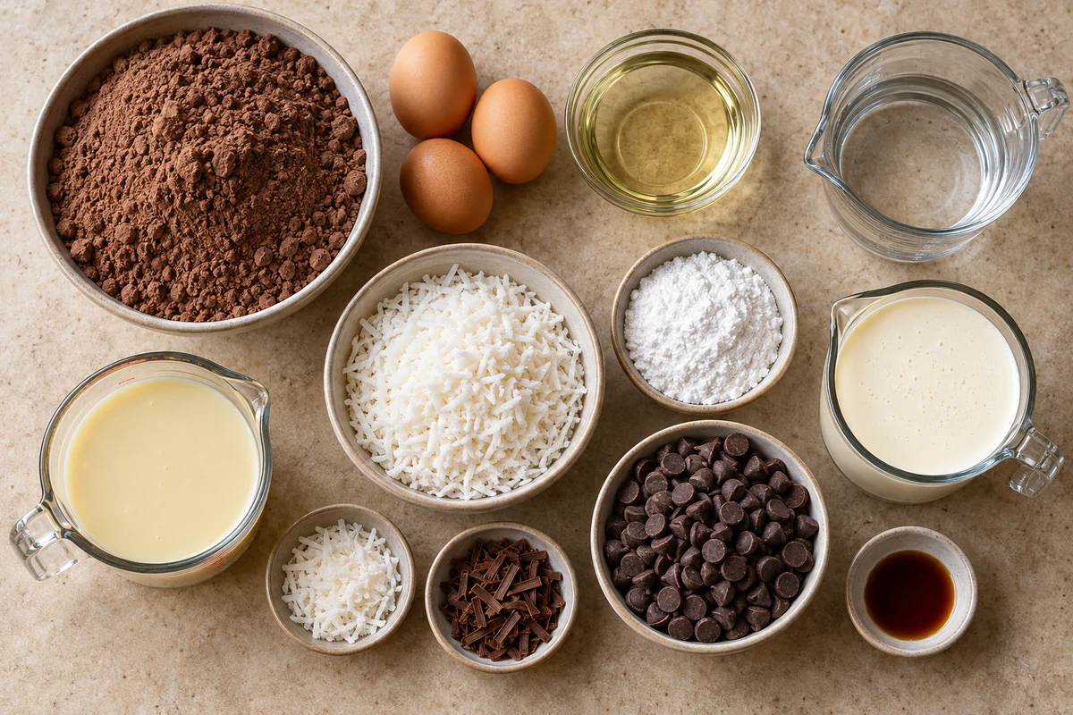 Exact measured ingredients for Choco Coconut Dream Cake