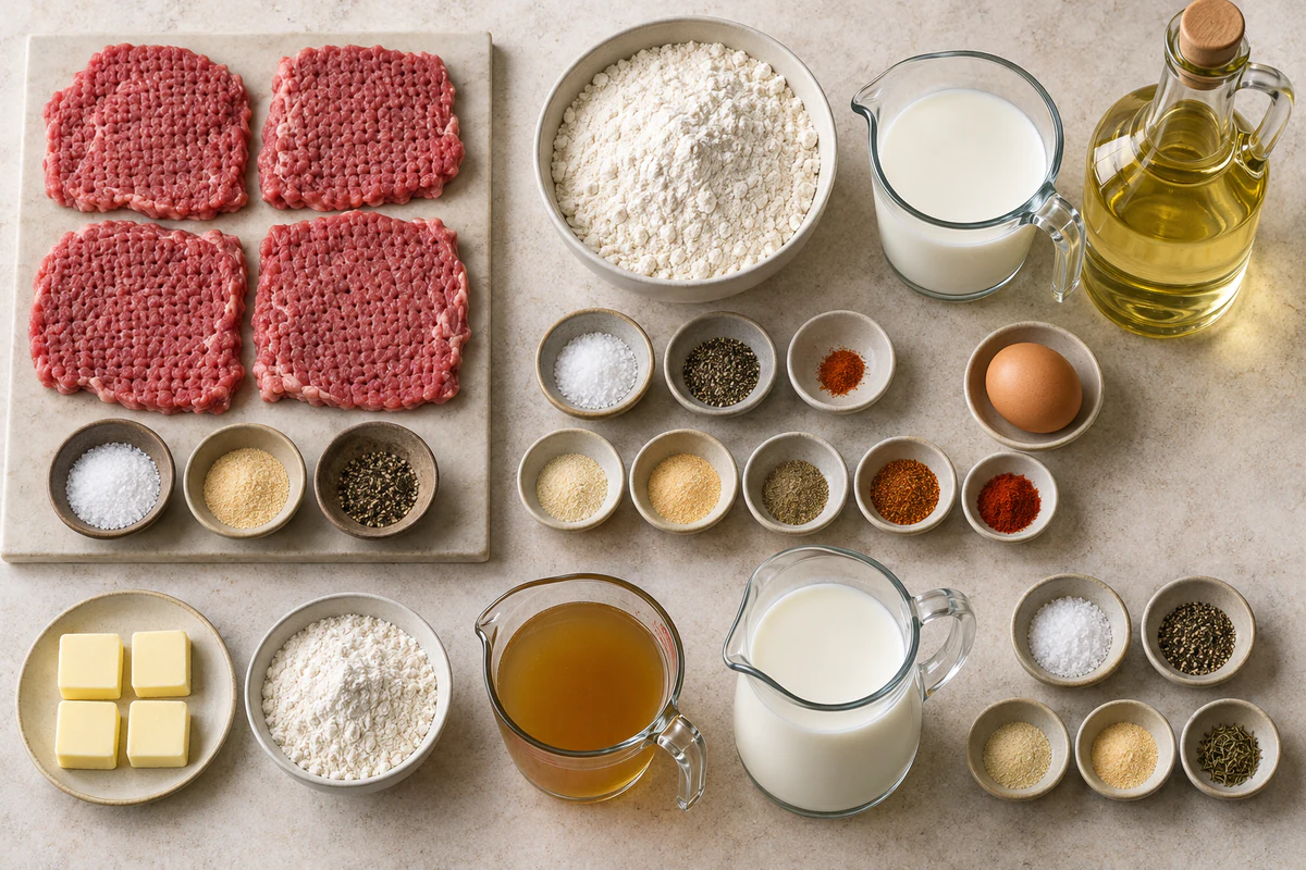 Exact measured ingredients for Chicken Fried Steak w/ Country Gravy