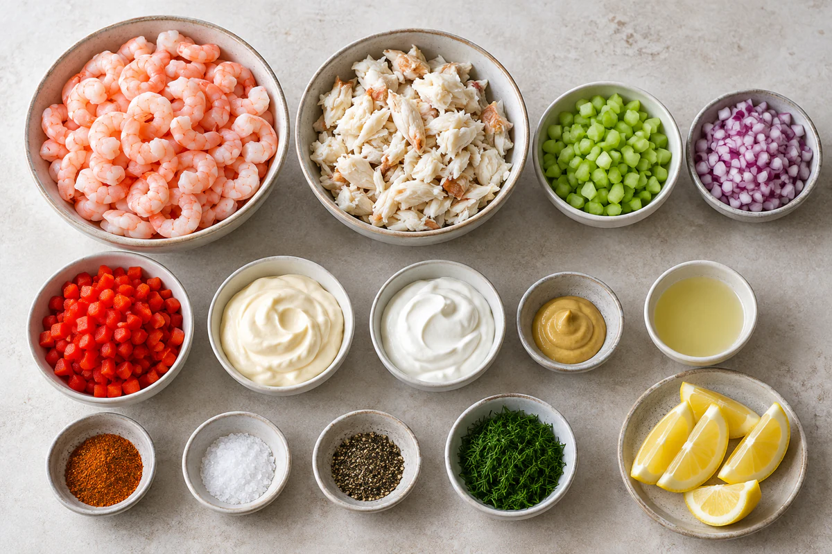 Exact measured ingredients for Seafood Salad