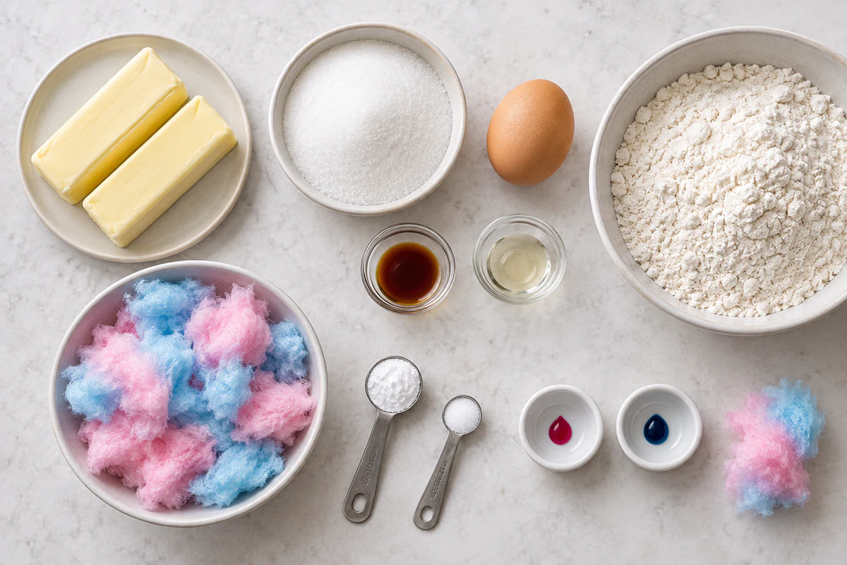 Exact measured ingredients for Cotton Candy Cookies